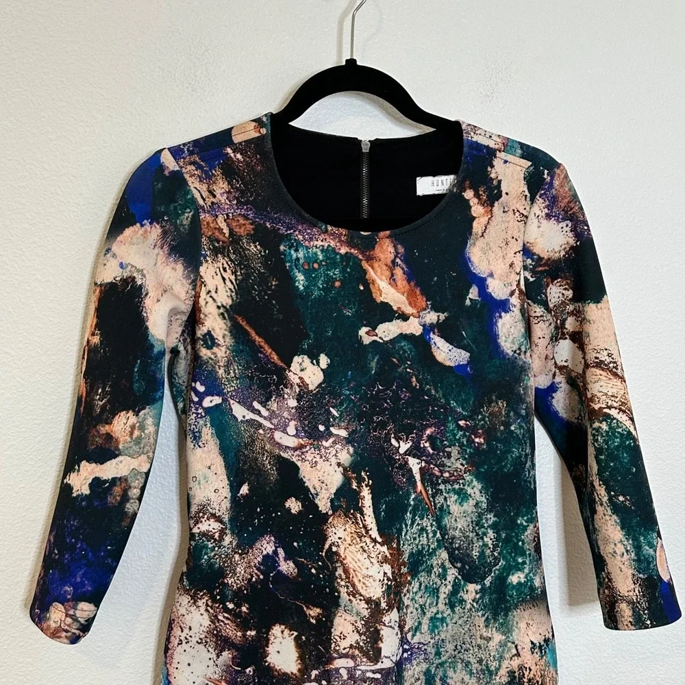 Hunter Bell New York Scuba Sheath Dress Size M Multicolor Abstract‎ Print